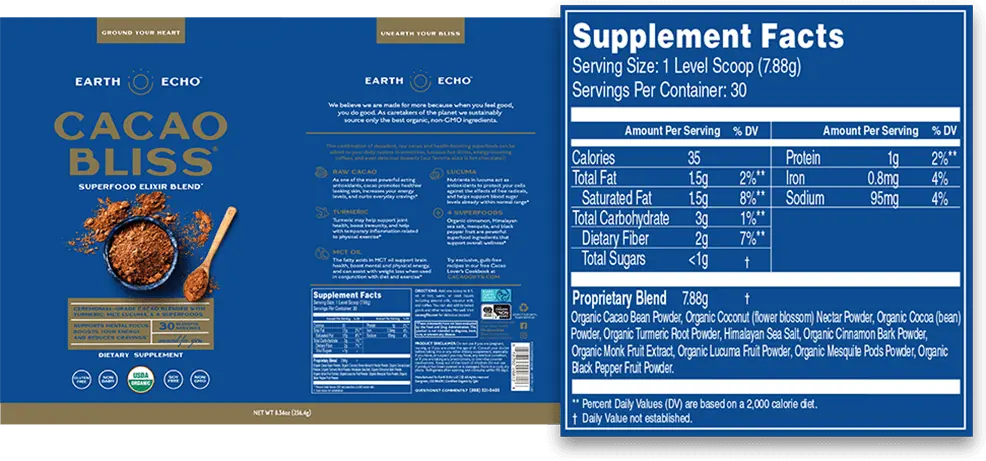 Cacao Bliss Cacao Bliss Supplement Facts